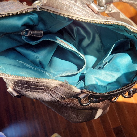 Coach Kristin Metallic Leather Bag Purse Pewter - Picture 9 of 17